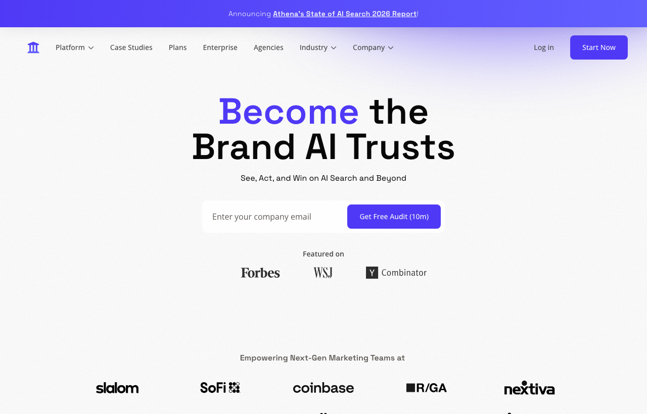 GEO対策ツール - AthenaHQ 公式サイト(トップページ)