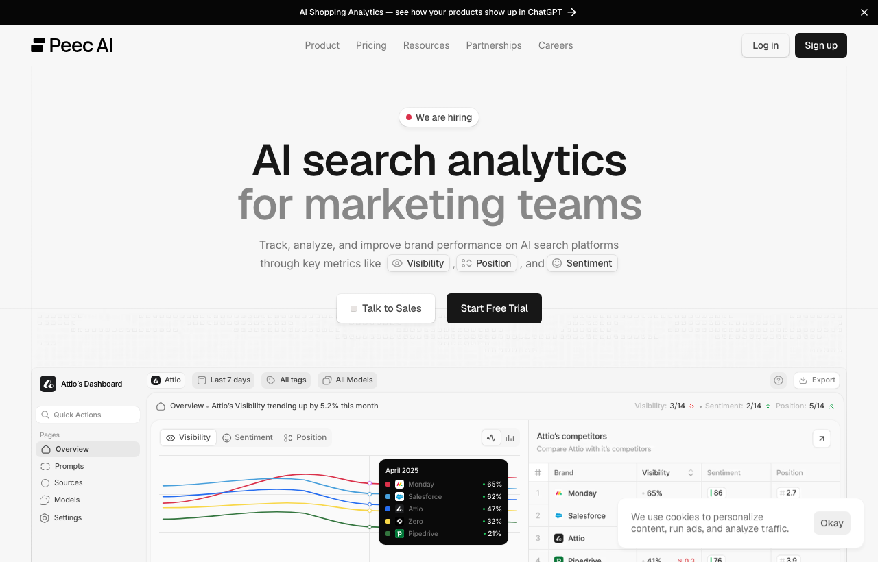 GEO対策ツール - Peec AI 公式サイト(トップページ)