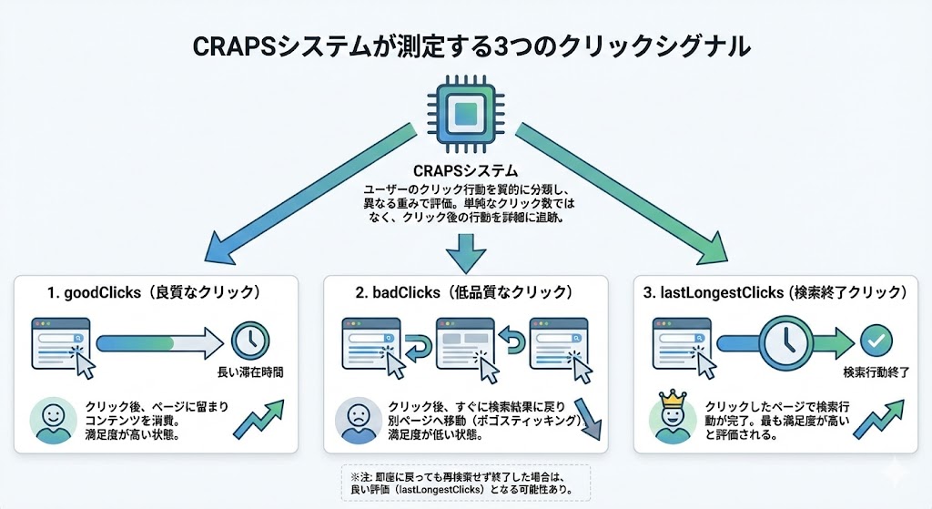 CRAPSシステムが測定する3つのクリックシグナル