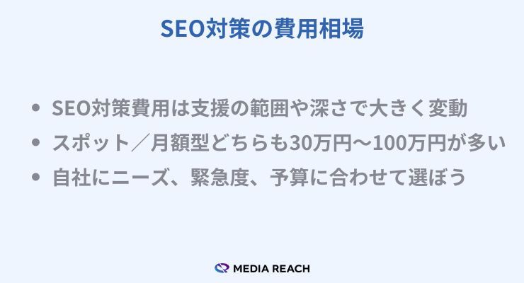 SEO対策の費用相場まとめ
