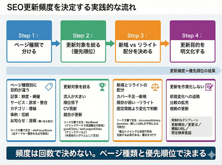 SEOにおいて更新頻度を決める実務フロー